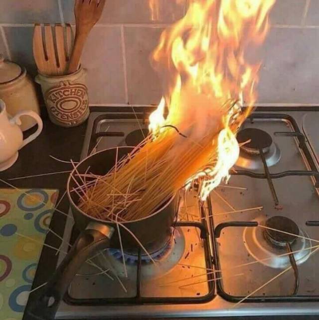 Espagetis con fuego